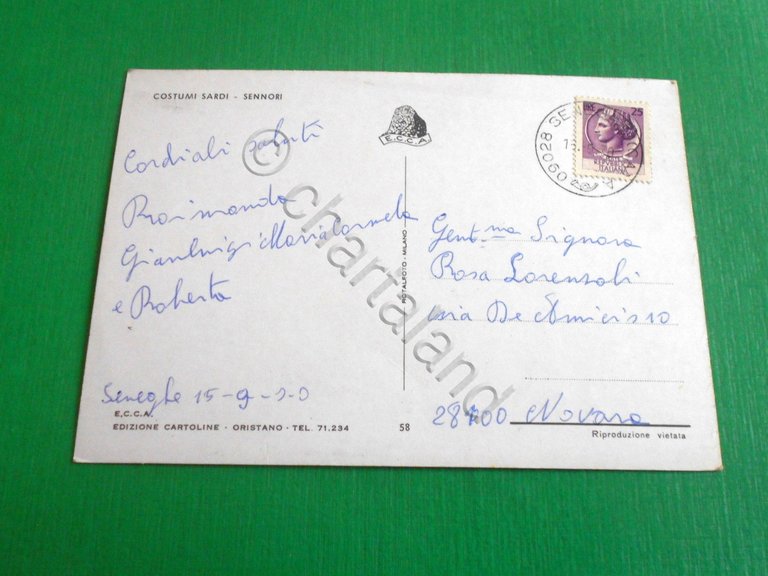 Cartolina Costumi Sardi - Sennori 1970.