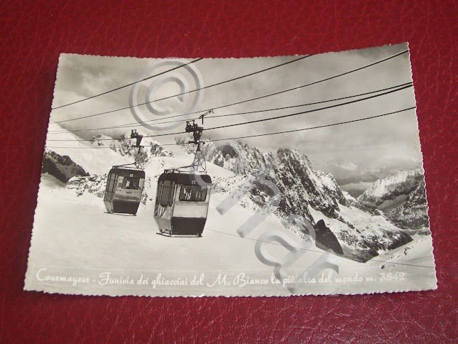 Cartolina Courmayeur - Funivia dei ghiacciai del M. Bianco 1960.