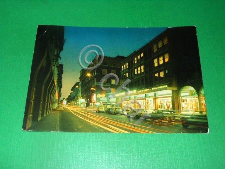 Cartolina Cremona di notte - Corso Verdi e Corso Campi …