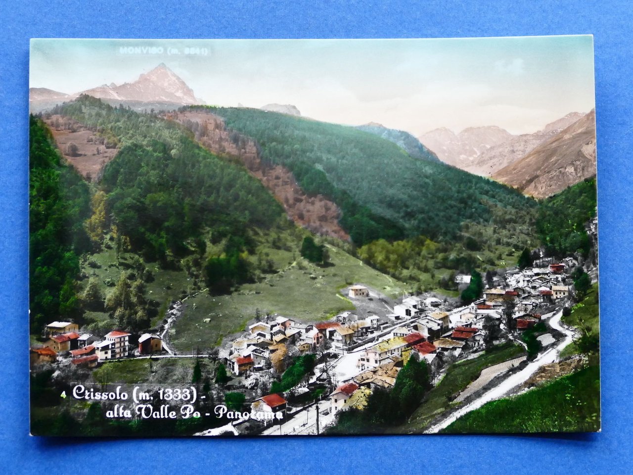 Cartolina Crissolo - alta Valle Po - Panorama - 1956.