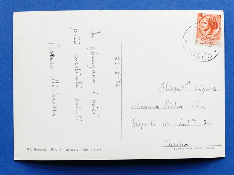 Cartolina Crissolo - alta Valle Po - Panorama - 1956.