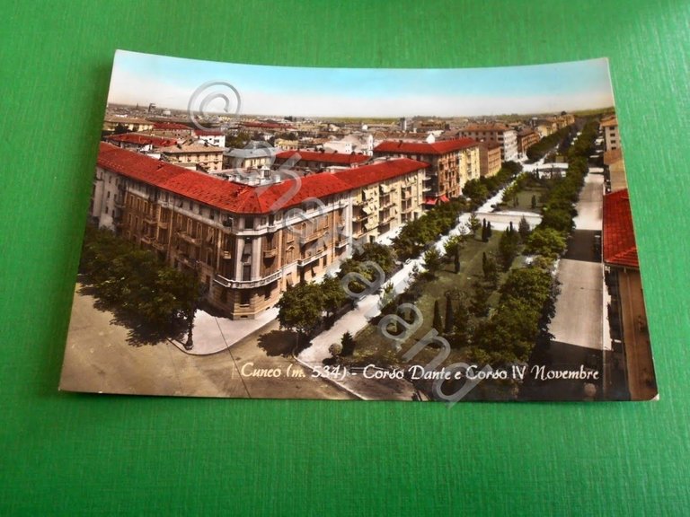 Cartolina Cuneo - Corso Dante e Corso IV Novembre 1962.