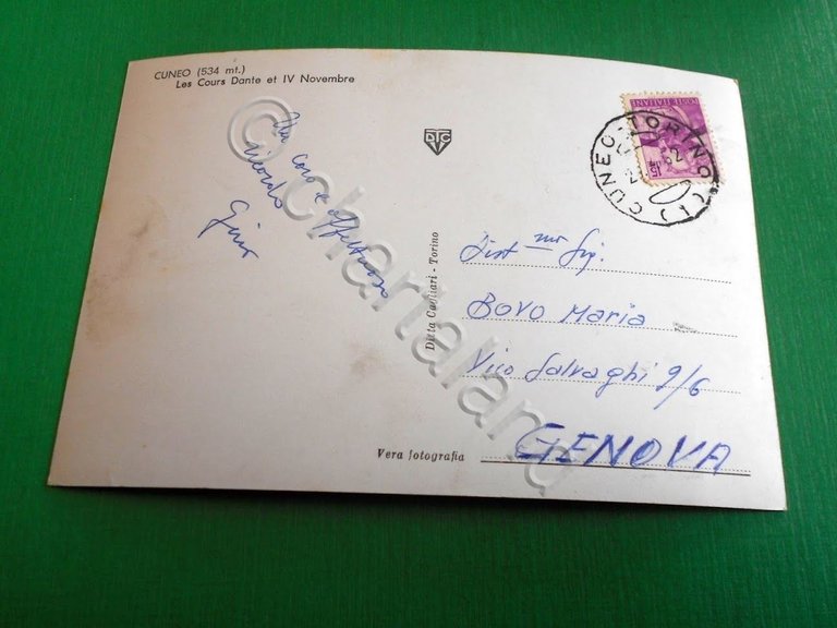 Cartolina Cuneo - Corso Dante e Corso IV Novembre 1962.