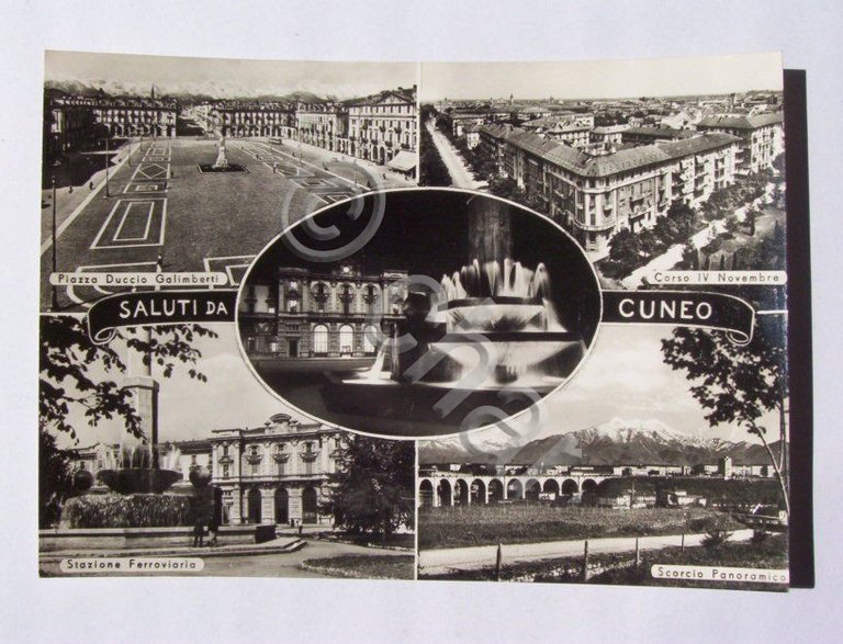 Cartolina Cuneo - Vedute diverse 1963.