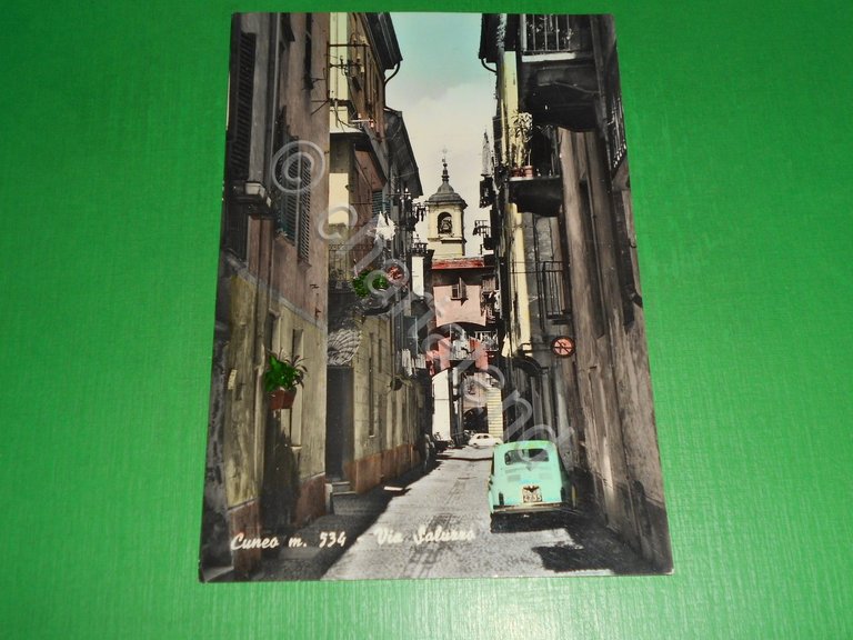 Cartolina Cuneo - Via Saluzzo 1960 ca
