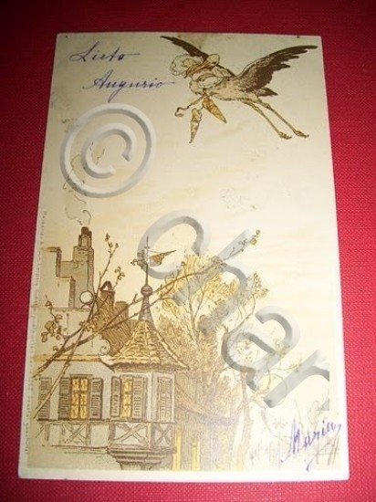 Cartolina d' epoca augurale - Nascita 1901.