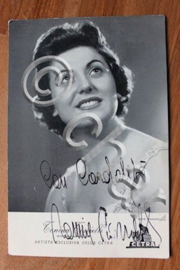 Cartolina d'epoca Cetra Autografo musicista Tonina Torrielli anni '50