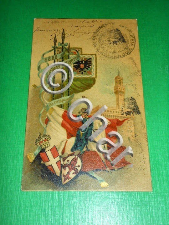 Cartolina d' epoca spedita da Firenze - Militaria Artiglieria 1902