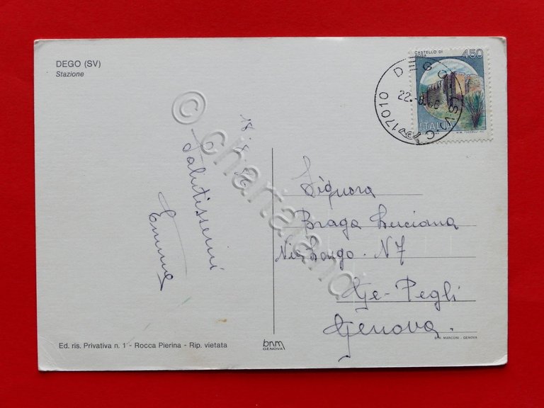 Cartolina Dego - Stazione - 1986