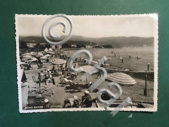 Cartolina Diano Marina - La Spiaggia - 1939