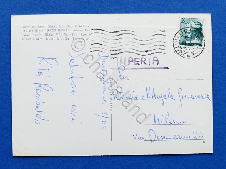 Cartolina Diano Marina - Viale Torino - 1965