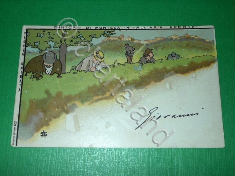 Cartolina Dintorni di Montecatini - All' aria aperta 1910 ca