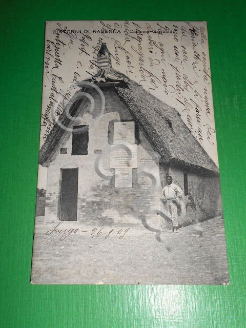 Cartolina Dintorni di Ravenna - Capanna Garibaldi 1909.