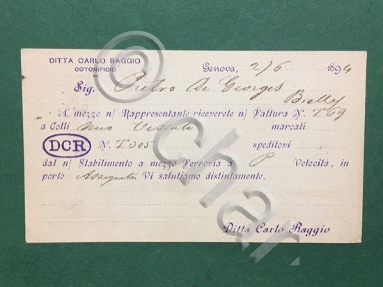 Cartolina Ditta Carlo Raggio - Cotonificio - Genova - 1894 | Immagine Gallery 3