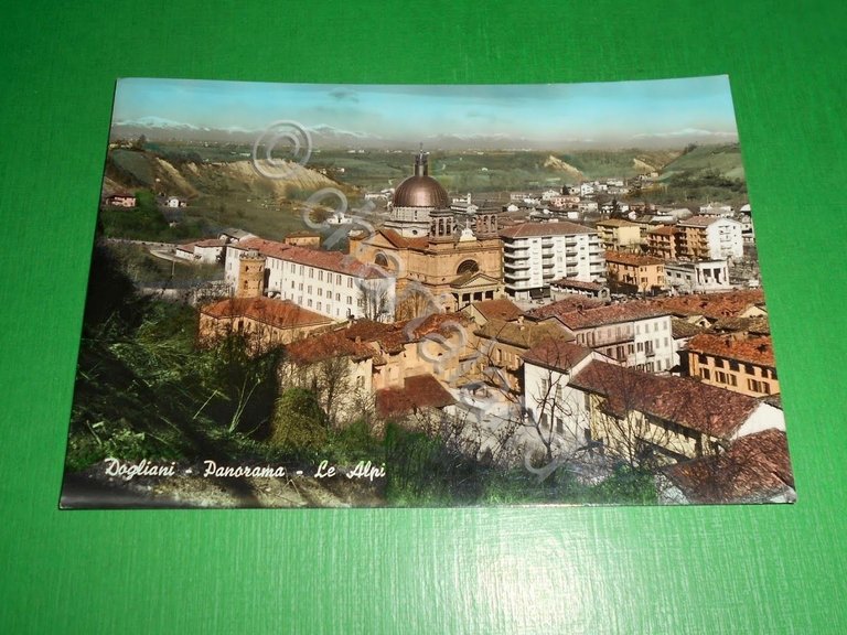 Cartolina Dogliani - Panorama - Le Alpi 1963.