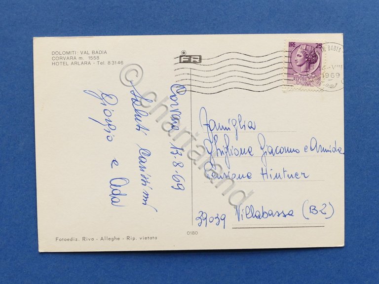Cartolina Dolomiti - Val Badia - Corvara - Hotel Arlara …