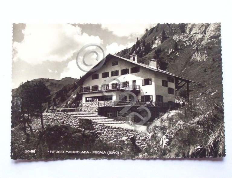 Cartolina Dolomiti Fedaia - Rifugio Marmolada 1950 ca