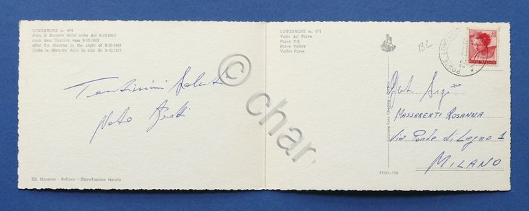 Cartolina doppia - Longarone prima e dopo il disastro del …