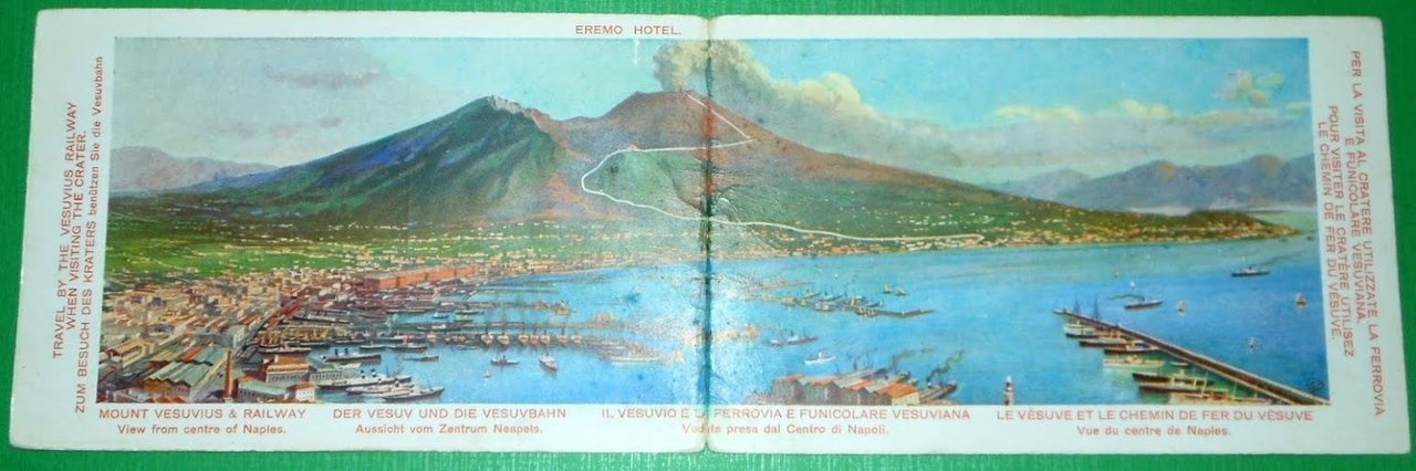 Cartolina doppia Napoli - Il Vesuvio e la Ferrovia e …