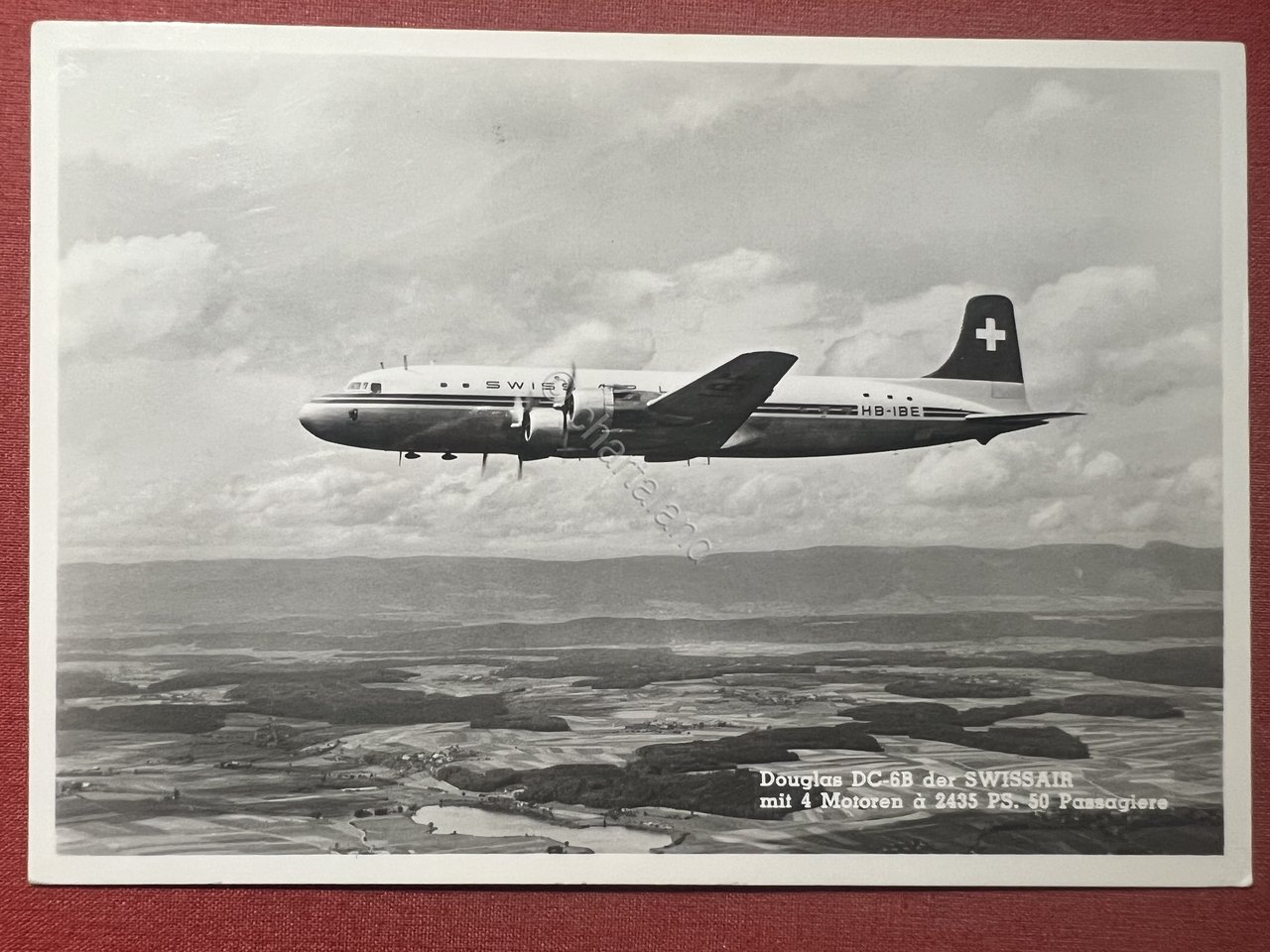 Cartolina Douglas Dc-6B der Swissair mit 4 Motoren à 2435 …