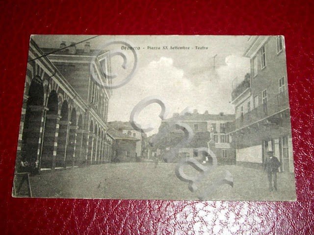 Cartolina Dronero - Piazza XX Settembre - Teatro 1923.