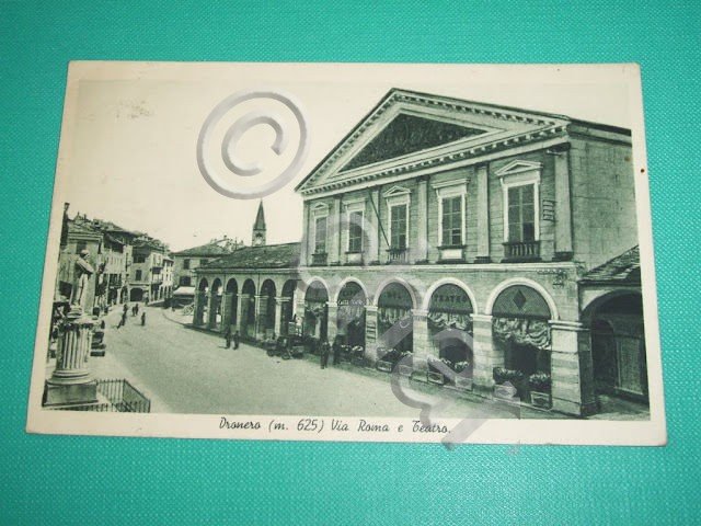 Cartolina Dronero ( Cuneo ) - Via Roma e Teatro …