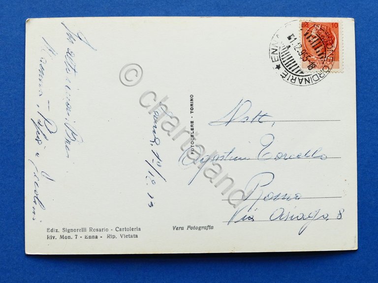 Cartolina Enna - Piazza Umberto I - 1955