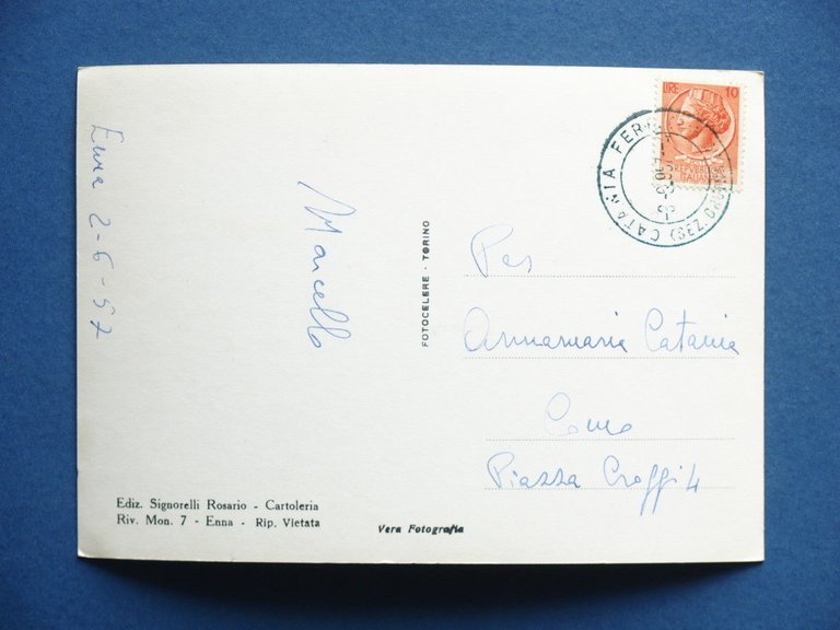 Cartolina Enna - Varie vedute - 1957.