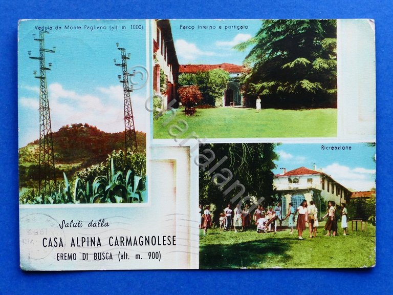 Cartolina Eremo di Busca - Casa Alpina Carmagnolese - 1955.