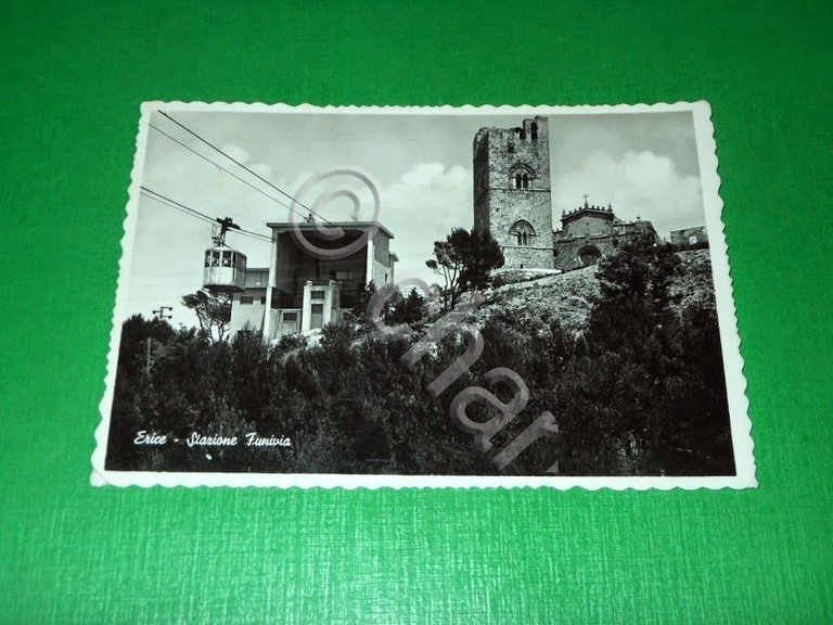 Cartolina Erice - Stazione Funivia 1955 ca