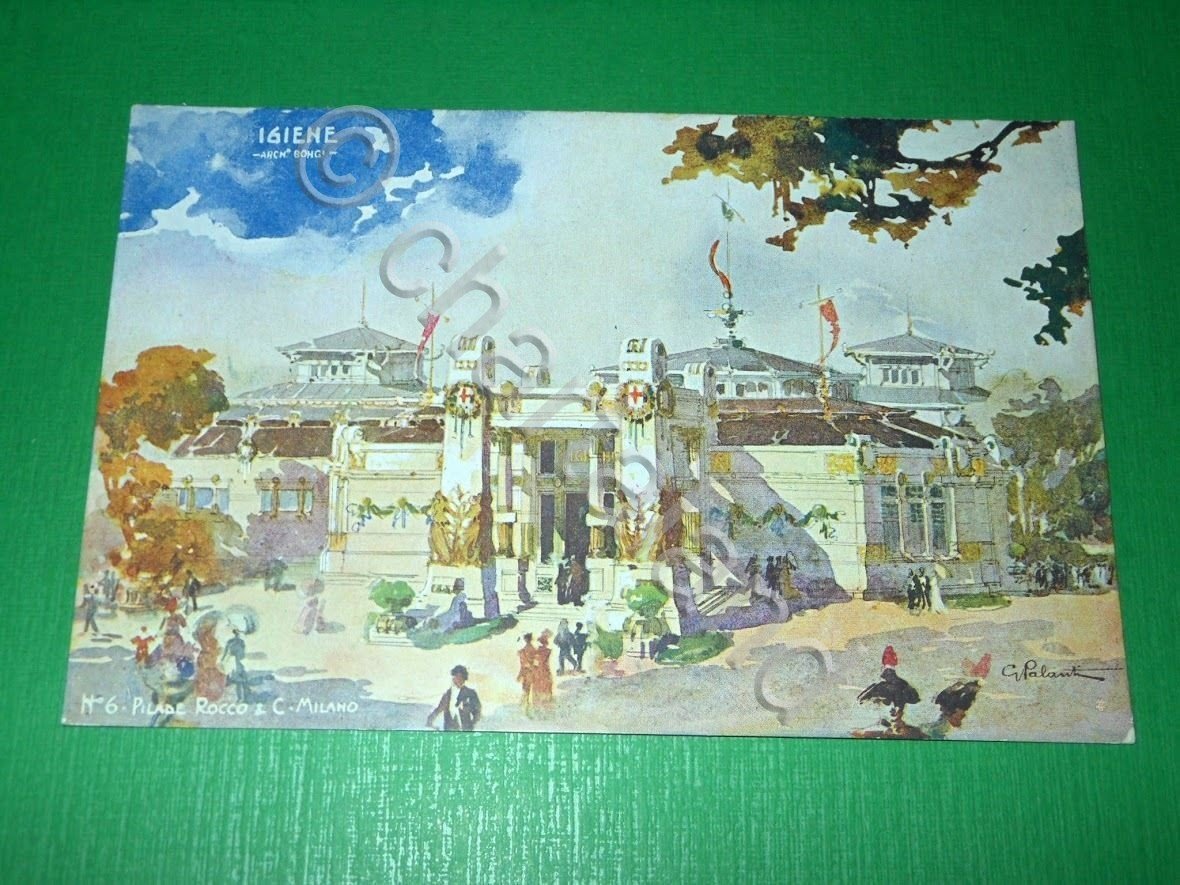 Cartolina Esposizione di Milano 1906 - Padiglione Igiene n. 5.