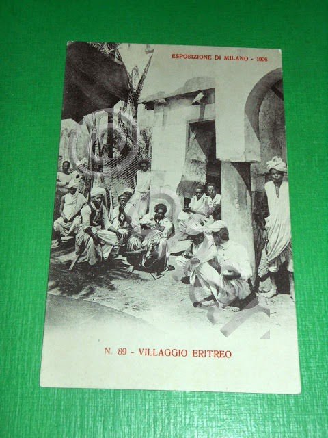 Cartolina Esposizione di Milano 1906 - Villaggio Eritreo #