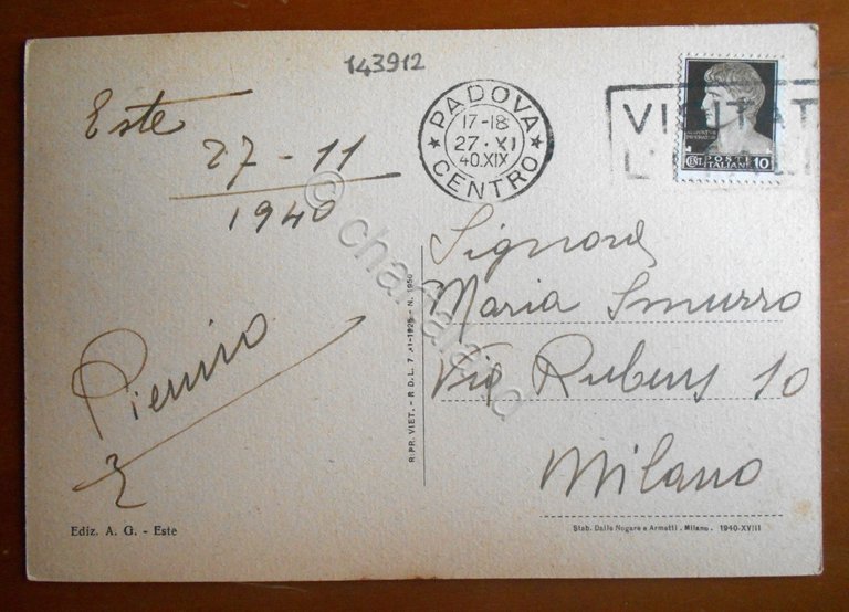 Cartolina Este - Panorama - 1940