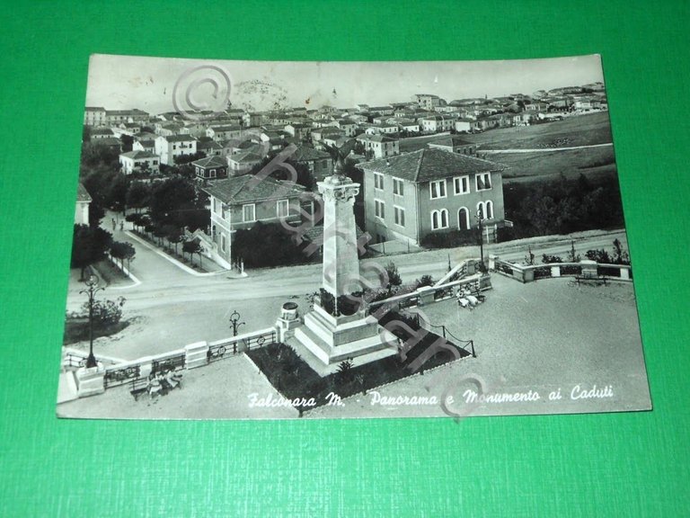 Cartolina Falconara Marittima - Panorama e Monumento ai Caduti 1949 | Immagine Gallery 2