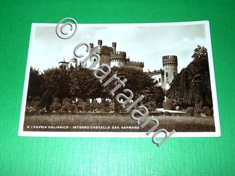 Cartolina Favria Oglianico - Interno Castello Cav. Germano 1934