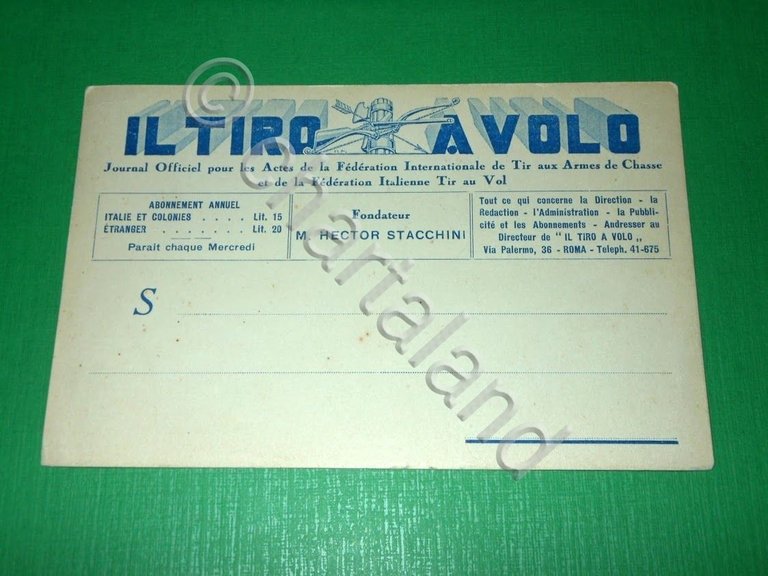 Cartolina Federazione Italiana di Tiro a Volo - Roma 1930 …