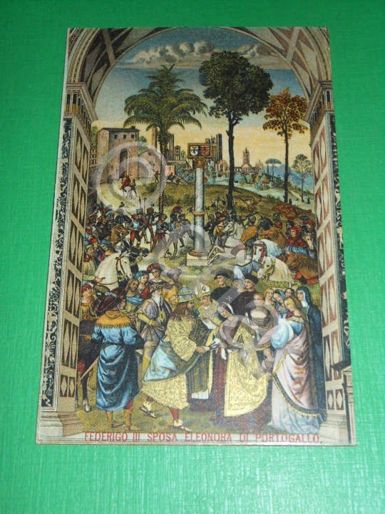 Cartolina Federico III sposa Eleonora di Portogallo 1910 ca