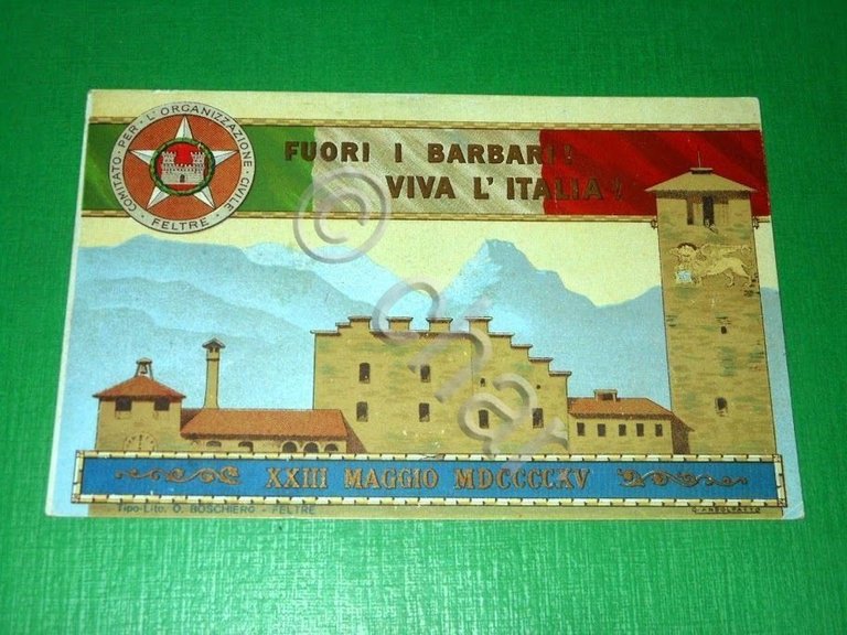 Cartolina Feltre Comitato per l' Organizzazione Civile 23 Maggio 1915