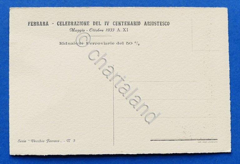 Cartolina Ferrara - Celebrazione IV Centenario Ariostesco 1933 - Canale … | Immagine Gallery 4