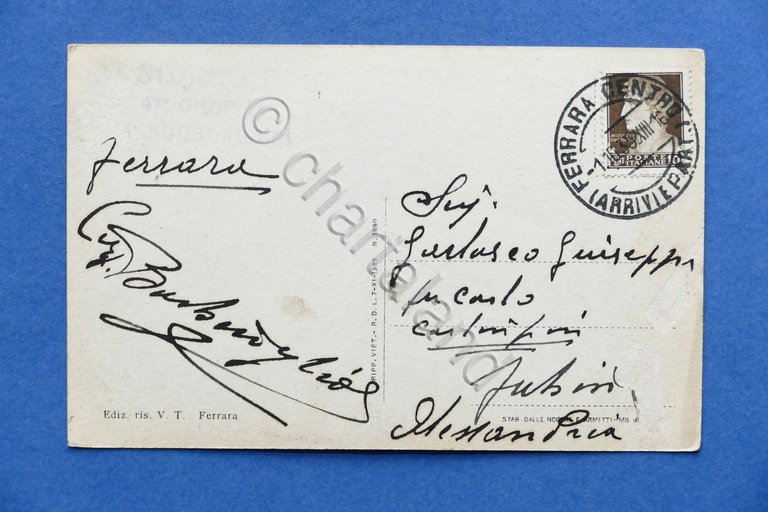 Cartolina Ferrara - La Cattedrale - Facciata - 1935.