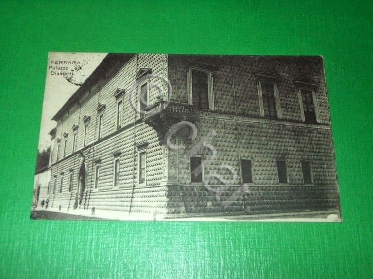 Cartolina Ferrara - Palazzo dei Diamanti 1917.