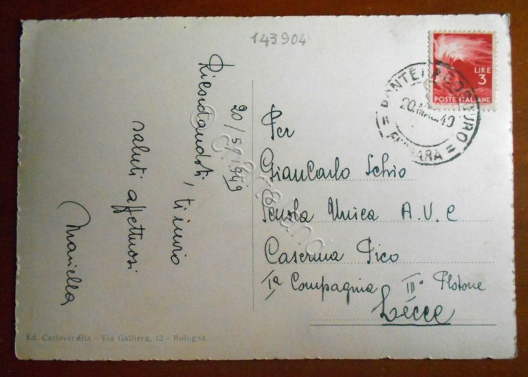 Cartolina Ferrara - Viale Cavour - 1949 | Immagine Gallery 2