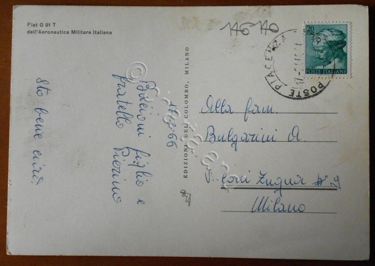 Cartolina Fiat G 91 T dell' Aeronautica Militare Italiana - … | Immagine Gallery 2