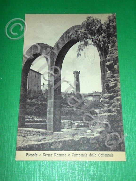 Cartolina Fiesole - Terme Romane e Campanile della Cattedrale 1920 …
