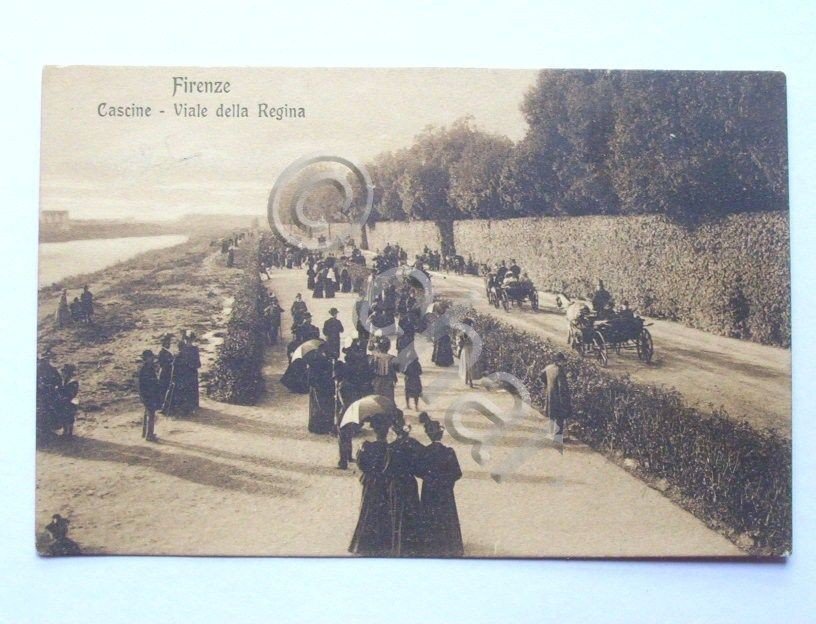 Cartolina Firenze - Cascine - Viale della Regina 1910ca.