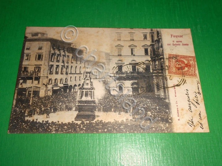 Cartolina Firenze - Il carro del Sabato Santo 1902..