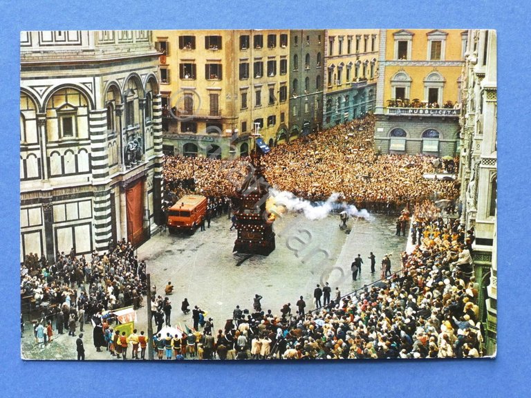 Cartolina Firenze - Lo scoppio del Carro - 1965 ca..