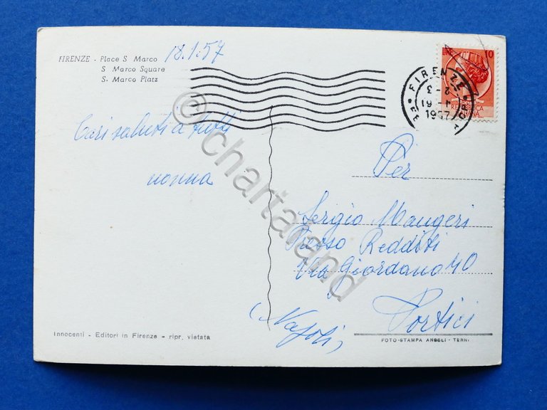 Cartolina Firenze - Piazza S, Marco - 1957