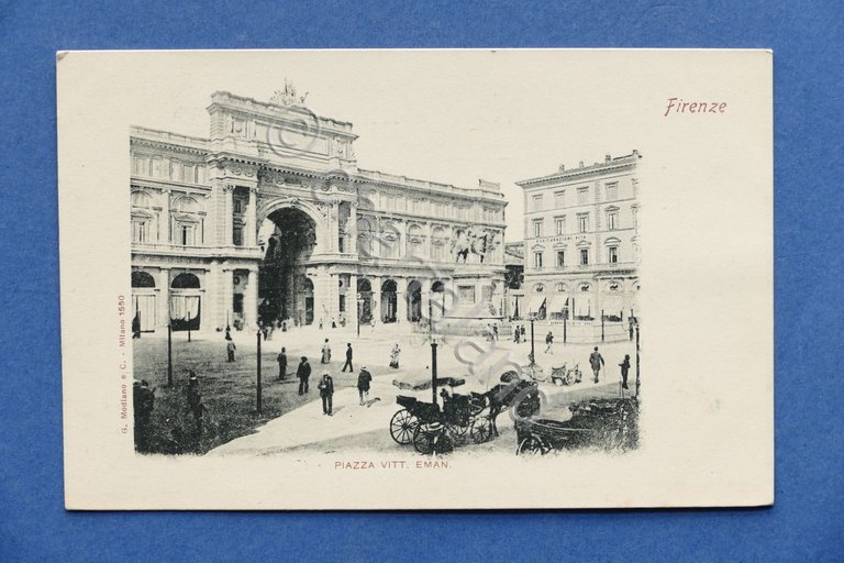 Cartolina Firenze - Piazza Vittorio Emanuele - 1900 ca.