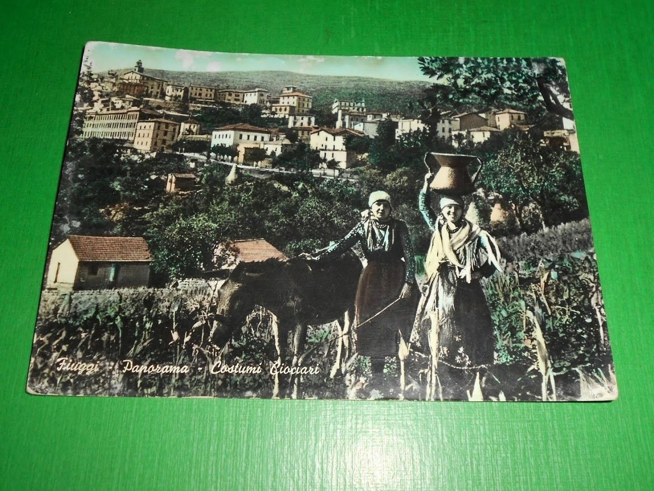 Cartolina Fiuggi - Panorama - Costumi ciociari 1955 ca.